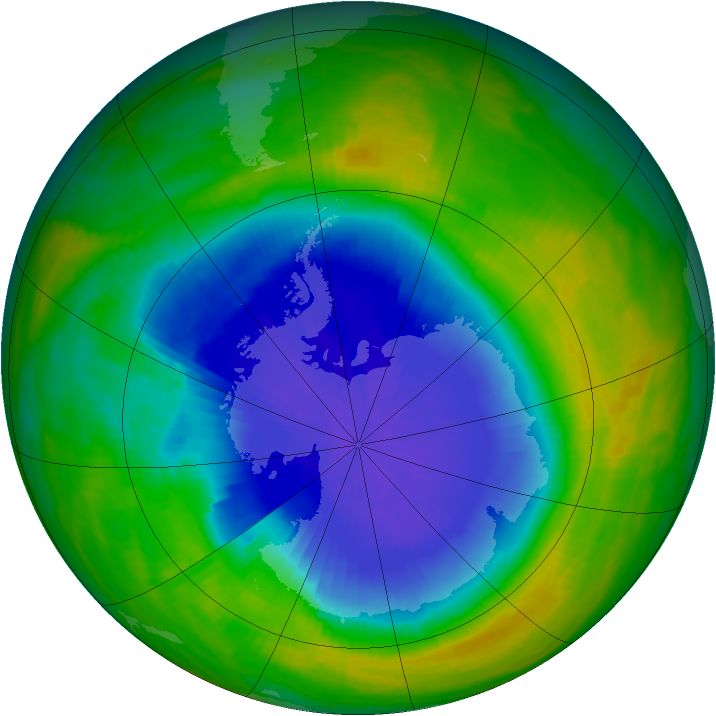 Antarctic ozone map for 23 October 1990